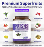 Super Antioxidants Supplement for Women & Men - High Potency Herbal & Fruit Blend with Acai, Goji, Pomegranate, Elderberry & Resveratrol for Skin Care & Immune Support - Vegan & Non-GMO - 60 Capsules