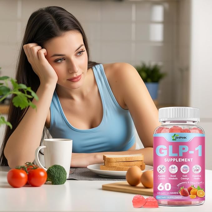 GLP-1 Support for Women & Men, Sugar-Free Gummies with Berberine, Cinnamon, Turmeric, Raspberry Ketone, Resveratrol, Appetite & Craving Control, Metabolism Digestion & Gut, No Stomach, 120 Count