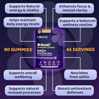 NAD+ Complex Gummies (90 Ct, 45 Servings), Resveratrol, 500mg of TMG, Quercetin, Curcumin, Berberine & Antioxidants | Advanced Plant-Based Formula for Daily Cellular Balance & Longevity Nutrition