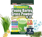 YAMAKAN Young Barley Grass Powder with Added Greens & Fiber Blend for Women & Man, Super Greens Powder with Grass Juice & Fiber for Inner Balance, Made in Japan, 7 Portable Sachets