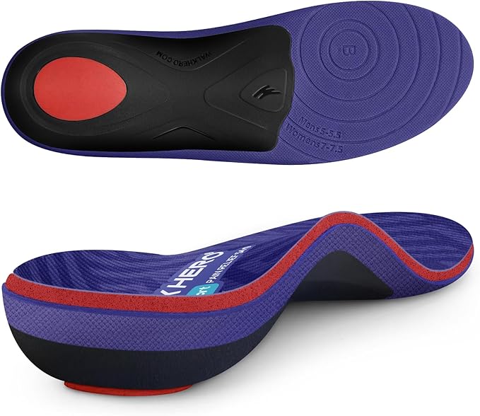 WalkHero Plantar Fasciitis Insoles Pain Relief - Arch Support Inserts, Total Support,Flat Feet Orthotic Insoles for Standing All Day and Lasting Comfort Mens 6-6.5 | Womens 8-8.5