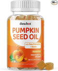Pumpkin Seed Oil Gummies, Organic Pumpkin Seed Oil Supplements with Saw Palmetto, Biotin for Skin & Hair Growth, Cold Pressed Pumpkin Seed Extract with Stinging Nettle for Prostate Health, Vegan, 60