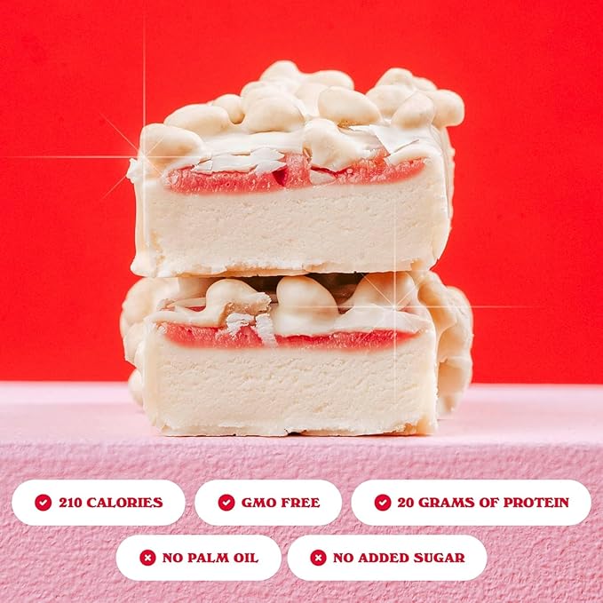 Barebells Protein Bars Wild Cherry - 12 Count, Pack of 2 - 1.9oz Bars - Protein Snacks with 20g of High Protein - White Chocolate Protein Bar with 1g of Total Sugars - On The Go Protein Snack & Breakfast Bars
