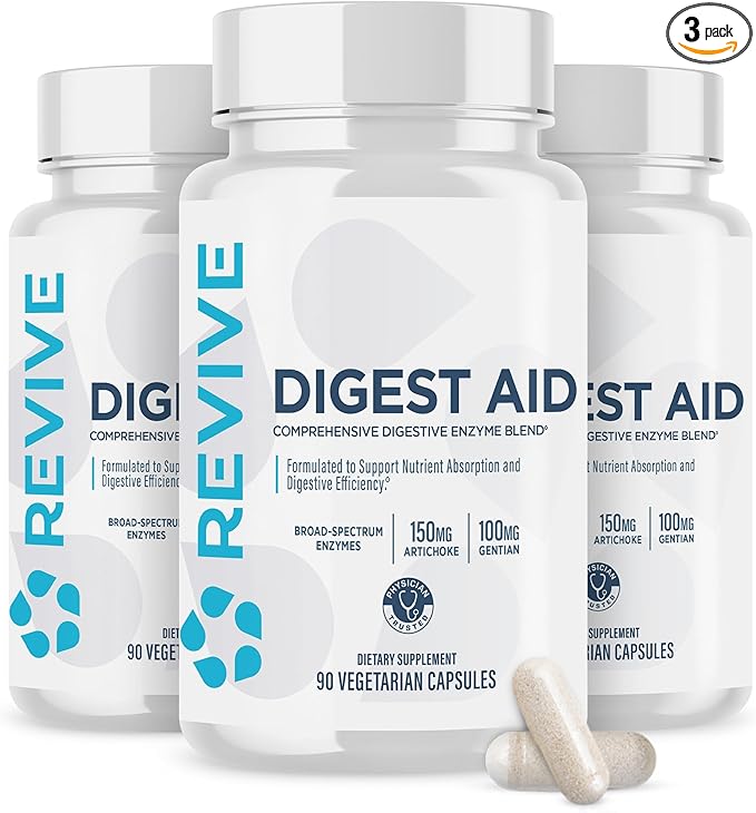 Revive MD Digest Aid, Digestive Support Supplement for Men & Women - Comprehensive Digestive Enzyme Blend with Probiotics & Prebiotics for Gut Health & Healthy Digestion (270 Servings)