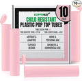 Kopperko Small Pill Bottle (116mm, 4.6 Inch 10-Pack) | Child Resistant Empty Pill Bottles | Small Plastic Tubes with Caps for Spices | Airtight, UV Resistant & Waterproof (Pink Plastic)