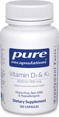 Pure Encapsulations Vitamin D3 & K2 - Bone & Vascular Health Support - Immune Function Support* - Gluten Free - Non-GMO - 120 Capsules