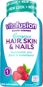 Vitafusion Gorgeous Hair/Skin & Nails Multivitamin Gummy Vitamins + Biotin & Antioxidant Vitamins C&E/Raspberry Flavor (45 Day Supply) America’s Number One Gummy Vitamin Brand, 135 Count (Pack of 2)