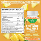 Feminine Probiotics Gummies, Vaginal Health & Women's pH Balance Gummy Supplement with Cranberry Pineapple Powder, Sugar Free Vegan, 60 Count (Pineapple)