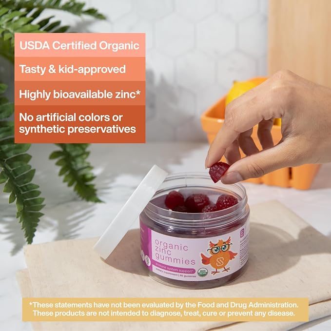 Organic Zinc Gummies by Dr. Ana Maria Temple | Supports Healthy Immune Function & Skin Health | USDA Certified Organic | Gentle, Highly Absorbable Zinc Citrate Form | 60 Gummies