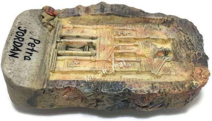 WitnyStore Tiny 2¾" Petra Archaeological City Jordan Magnet - Miniature Hand Made Resin 3D Asia Landmark Tourist Attractions Decorative Refrigerator Fridge Magnets Collectible Traveler Souvenirs Gifts