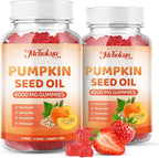 Pumpkin Seed Oil Supplement Gummies with Saw Palmetto for Hair Growth & Skin Health Support, High Pure Extract for Women & Men Extra Strength Pumpkin Seed, Strawberry Flavor, 60 Count