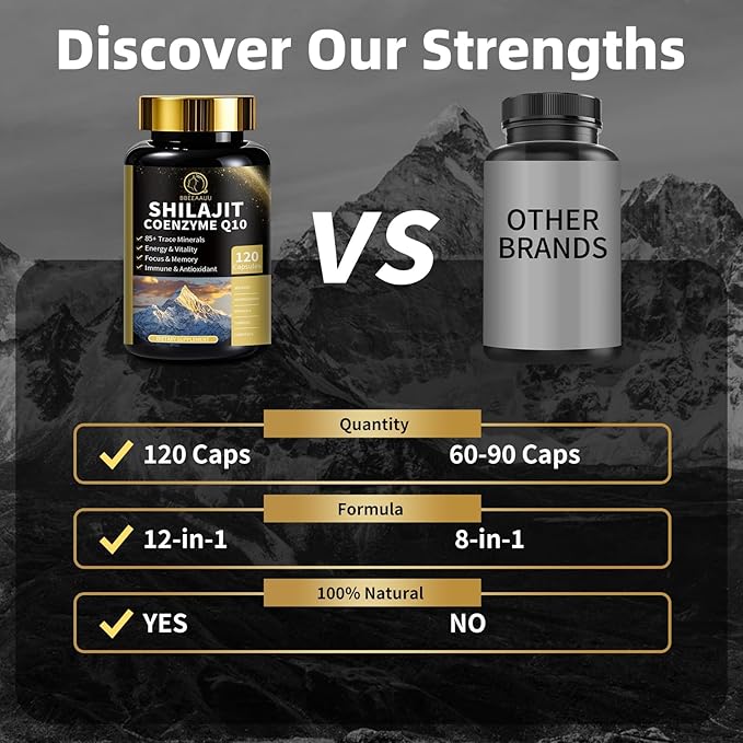 Shilajit for Men with Sea Moss & Ashwagandha,12 in 1 Hima*Layan Shilajit Supplements Capsules with Coenzyme Q10, Fulvic Acid & Humic Acid, Lion's Mane, Support Energy & Immunity, 120 Counts