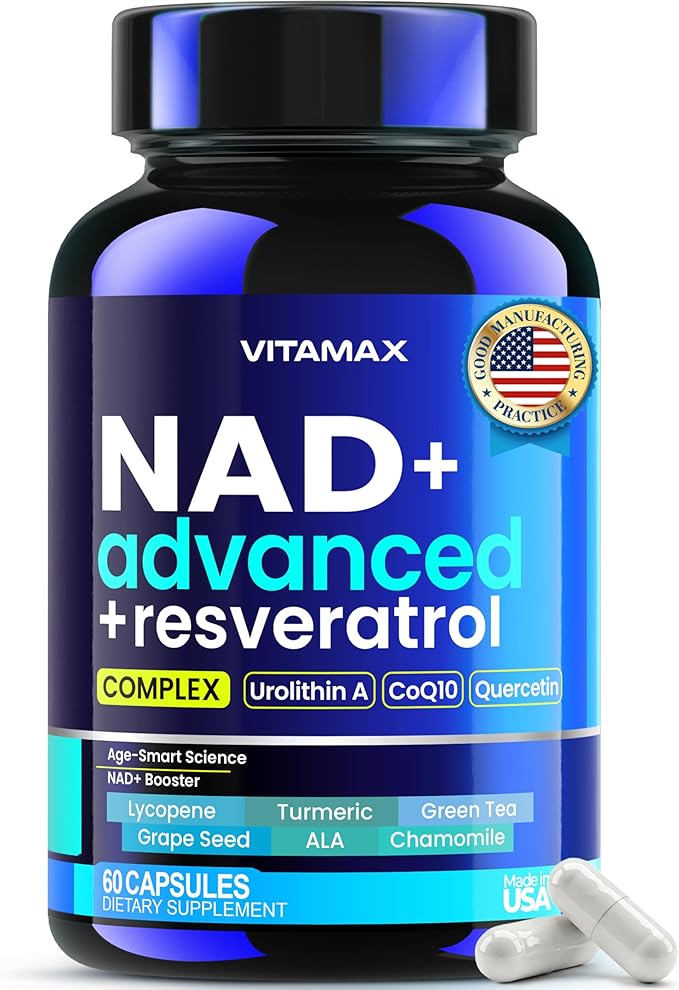 Liposomal NAD+ Supplement Extra Strength | Urolithin A, Resveratrol, CoQ10 - Women & Men - ALA, Green Tea, Quercetin, Lycopene | High Purity, Energy & Regeneration - Made in USA – 60ct