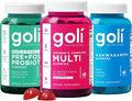 Goli Stress Less, Glow More, Digest Better Bundle - World's First 3-in-1 Pre, Post, Probiotic, Women's Complete Multi All 13 Essential Vitamins, Ashwagandha & Vitamin D Gummies, Vegan