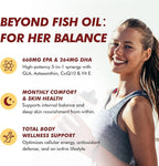 Omega-3 Fish Oil Supplement for Women, 984mg Omega-3 with Evening Primrose Oil (GLA), Astaxanthin & CoQ10, Supports Monthly Comfort, Skin Health & Total Body Wellness-60 Softgels