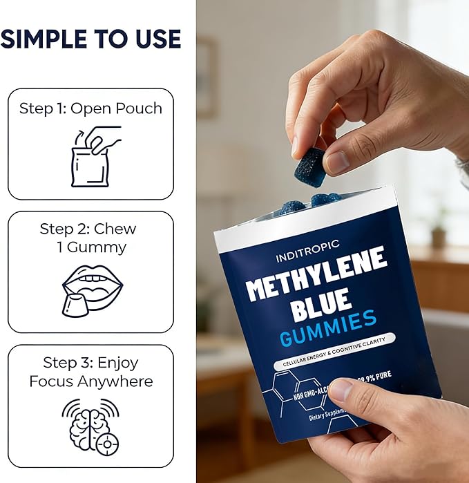 Methylene Blue Gummies, Cellular Energy & Cognitive Clarity, 30 Gummies (1 PC)