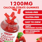 Calcium Citrate Gummies 1200mg - Chewable Calcium Supplement for Women & Men, Supports Bone & Muscle Health, Vegan, Strawberry Flavor, 60 Count