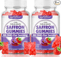 softbear Saffron Gummies for Kids & Adults, 10-in-1 Organic Saffron Supplements with 88.5mg Saffron Extract Support Calm Mind & Focus & Zzz, Sugar Free/Non-GMO, Strawberry Flavor 120 Count