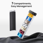 Betife Travel Pill Organizer Weekly 7 Day, Compact Daily Pill Box, Portable Medicine Case, Cute Pill Holder for Vitamins Supplements, Drawer-Shaped Pills Organizer (Black)