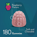 Viteey Calcium Magnesium Zinc Gummies with Vitamin D3 - Supports Bone Health, Nerve & Immune Function - Calcium Magnesium Zinc D3 for Adults & Teens - GMO Free - Chewable Raspberry Flavored Gummy