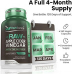 Herbtonics Raw Apple Cider Vinegar Capsules 1500mg with Mother | Weight Management, Detox & Digestion Formula with GLP-1 Support | Unfiltered ACV for Metabolic Support | 240 Vegan Capsules