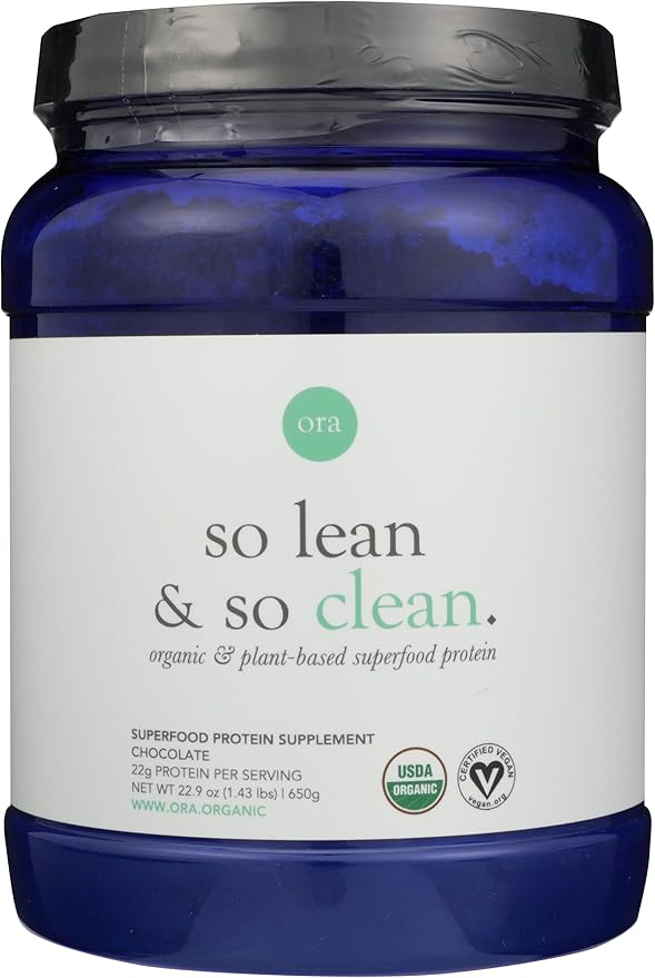 Ora Organic Vegan Protein Powder - 23g Plant Protein for Women and Men - Chocolate Flavor 20 Servings, Bloat-Free, Gluten Free, Non-GMO, No Artificial Sweeteners