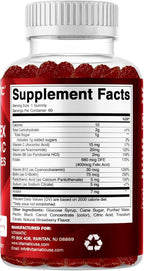 Vitamatic Vitamin B Complex Gummies with Vitamin C & Inositol - Natural Strawberry Flavor - 60 Gummies (1 Bottle)