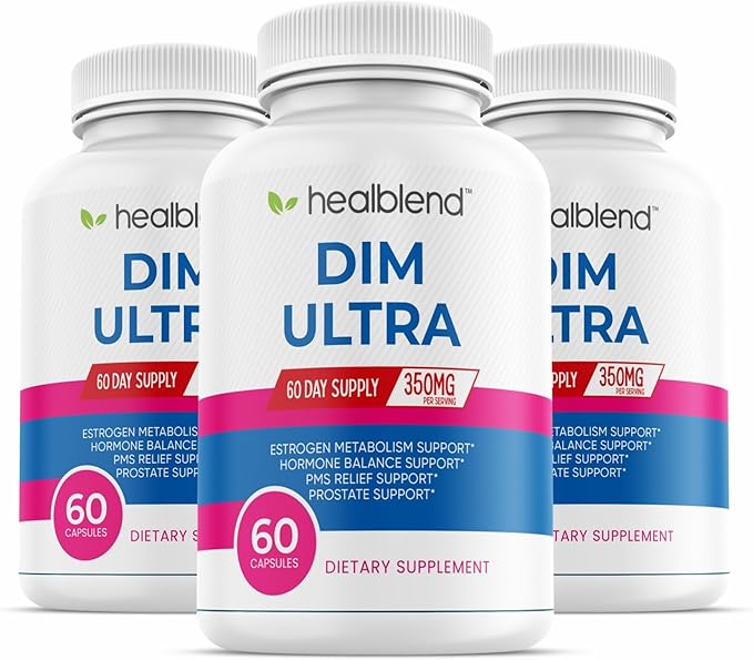 healblend DIM Ultra Dietary Supplement 350mg with Bioperine, Diindolylmethane, Estrogen Metabolism Support, Hormone Balance & PMS Relief, 60 Capsules (3)