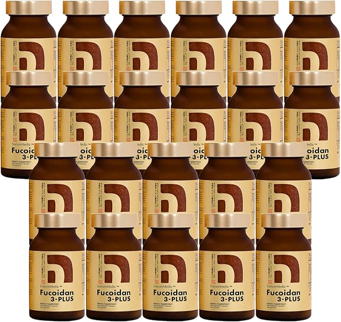 Fucoidan 3-Plus Brown Seaweed Immunity Supplement with Three Types of High Purity Fucoidan Organic Mekabu Fucus Mozuku Made in Japan (Vegetable Capsule, 20 Bottles + Free 2 Bottles)