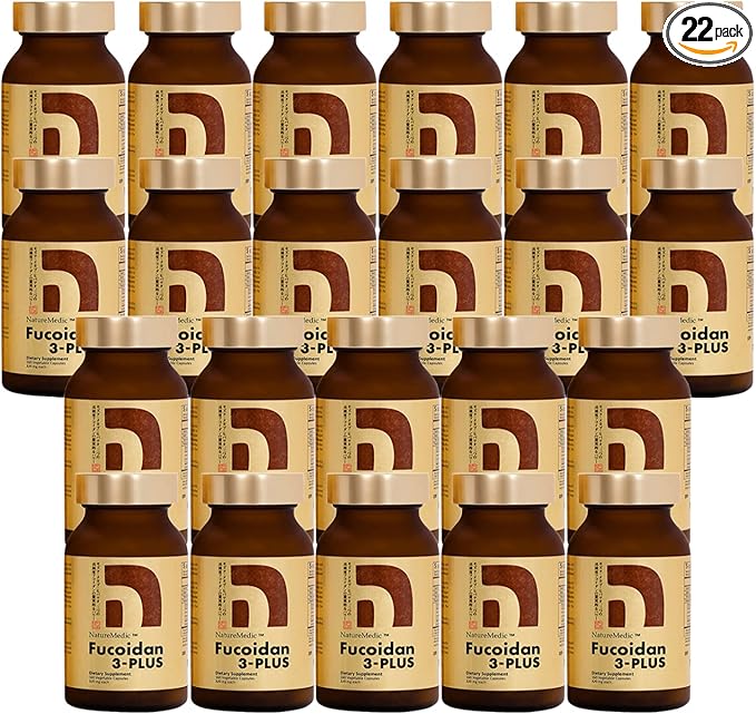 Fucoidan 3-Plus Brown Seaweed Immunity Supplement with Three Types of High Purity Fucoidan Organic Mekabu Fucus Mozuku Made in Japan (Vegetable Capsule, 20 Bottles + Free 2 Bottles)