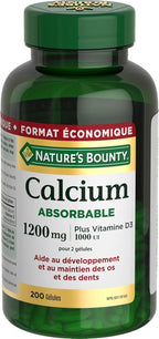 Nature's Bounty Absorbable Calcium 1200mg plus Vitamin D3 1000IU 200 count