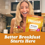 Flourish Protein Pancake & Waffle Mix, with Whey Protein & Flax Seed, No Added Sugar, High in Protein & Fiber - Just Add Water - Buttermilk Flavour, 16 oz (2 Pack)