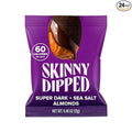 SkinnyDipped Super Dark Chocolate + Sea Salt Almonds, Vegan, Healthy Snack, Plant Protein, Gluten Free, 0.46 oz Mini Bags, Pack of 24