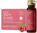 Happy Aging Liquid NAD+ Resveratrol Supplement, NMN Alternative, Liposomal Nicotinamide Riboside & Antioxidants for Energy Support, Brain Health, Firm Skin, Twice Weekly Use, 60 Shots