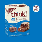 think! Protein Bars, High Protein Snacks, Gluten Free, Sugar Free Energy Bar with Whey Protein Isolate, Brownie Crunch, Nutrition Bars without Artificial Sweeteners, 2.1 Oz (12 Count) (Pack of 2)