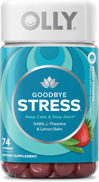 OLLY Goodbye Stress Gummy, GABA, L-Theanine, Lemon Balm, Stress Relief Supplement, Berry - 74 Count