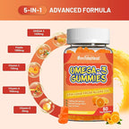 Omega 3 Gummies Supplement 1000mg, High Absorption DHA & EPA, Heart, Brain & Joint Support, Extra Strength Fish Oil Omega 3 Gummies Vitamins, 60 Count