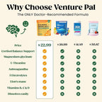 Venture Pal Calm Drink Mix, Cortisol Reducer and Sleep Aid with Magnesium Glycinate, Ashwagandha, L-Theanine,Vitamin D, Calm Magnesium Powder for Relax & Focus, No Sugar, Non GMO, Vegan & Gluten-Free