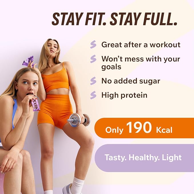 Fitness SHOCK Hazelnut Caramel Protein Bars - No Added Sugar, Low Calorie Low Carb Snack - 10g Protein, 0g Added Sugar, 190 Kcal, 16g Net Carbs - 12 x 50g