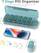 𝐏𝐢𝐥𝐥 𝐎𝐫𝐠𝐚𝐧𝐢𝐳𝐞𝐫, Am & Pm Pill Organizer 7 Days, Weekly Pill Organinzer 2 Times a Day, Pill Box 7 Day, Medicine Pill Organizer for Travel, Vitamins, Fish Oils, Supplements