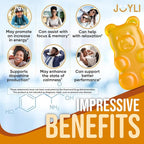 Joyli L Tyrosine Gummies 1000MG - L-Tyrosine Supplement for Kids & Adults - Calm & Focus Gummies for Brain, Memory, Mood, and Energy - 500mg L- Tyrosine Powder per Gummy - Vegan, Gluten-Free