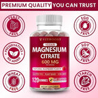 Vitboost Magnesium Citrate Gummies 600mg - 120 Count Vegan Magnesium Gummies for Relaxation & Muscle Support - Natural Raspberry Flavor - Non-GMO, Gluten Free, Plant Based