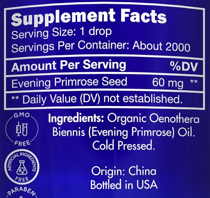 Zongle Therapeutics Organic, Evening Primrose Oil, Liquid – 100% Pure, Evening Primrose Oil, 4 OZ