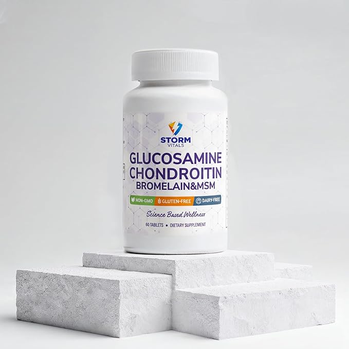 Glucosamine Chondroitin with MSM, Bromelain, Boswellia, Collagen, Hyaluronic Acid, Selenium & Vitamin D – Dietary Supplement – 60 Tablets (60 Count (Pack of 1))