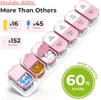 Odaro Extra Large Weekly Pill Organizer 2 Times A Day, Pill Box 7 Day Am Pm to Hold Daily Medicine Vitamin and Supplements - Pink