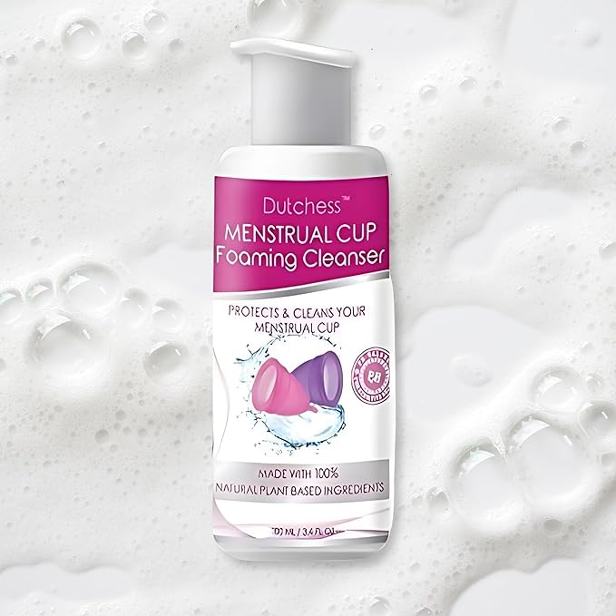 DUTCHESS Foaming Menstrual Cup Cleanser & Feminine Wash (3.4 oz), pH Balanced Plant Based Ingredients, Safe for Silicone Feminine Care Period Cups & Discs