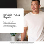 THORNE - Betaine HCL & Pepsin - Digestive Enzyme & Hydrochloric Acid Supplement for Protein Digestion & Occasional Gas or Bloating Relief* - Third-Party Certified - Gluten & Dairy-Free - 225 Capsules