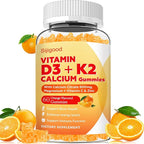 Vitamin D3 K2 Gummies for Women & Men, 6-in-1 Vitamin D Supplements with Magnesium, Zinc and Calcium for Bone, Immune & Energy Support, Sugar Free, Orange Flavor, 60 Count