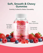 Inner Brightness Biotin Gummies 10,000 mcg – Hair, Skin and Nails Support for Women & Men – with Vitamins C, D3, B6, B12 & Folate – Mixed Berry Flavor, Sugar Free, 120 Count (2 Pack)