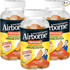 Airborne 750mg Vitamin C Immune Support Supplement Gummies for Adults, Zesty Orange Flavor, Gluten Free Crafted Blend with Powerful Antioxidants Vitamins A C & E, 63 Gummies (3 Pack)